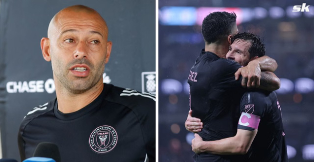 Javier Mascherano dua Lionel Messi len may.